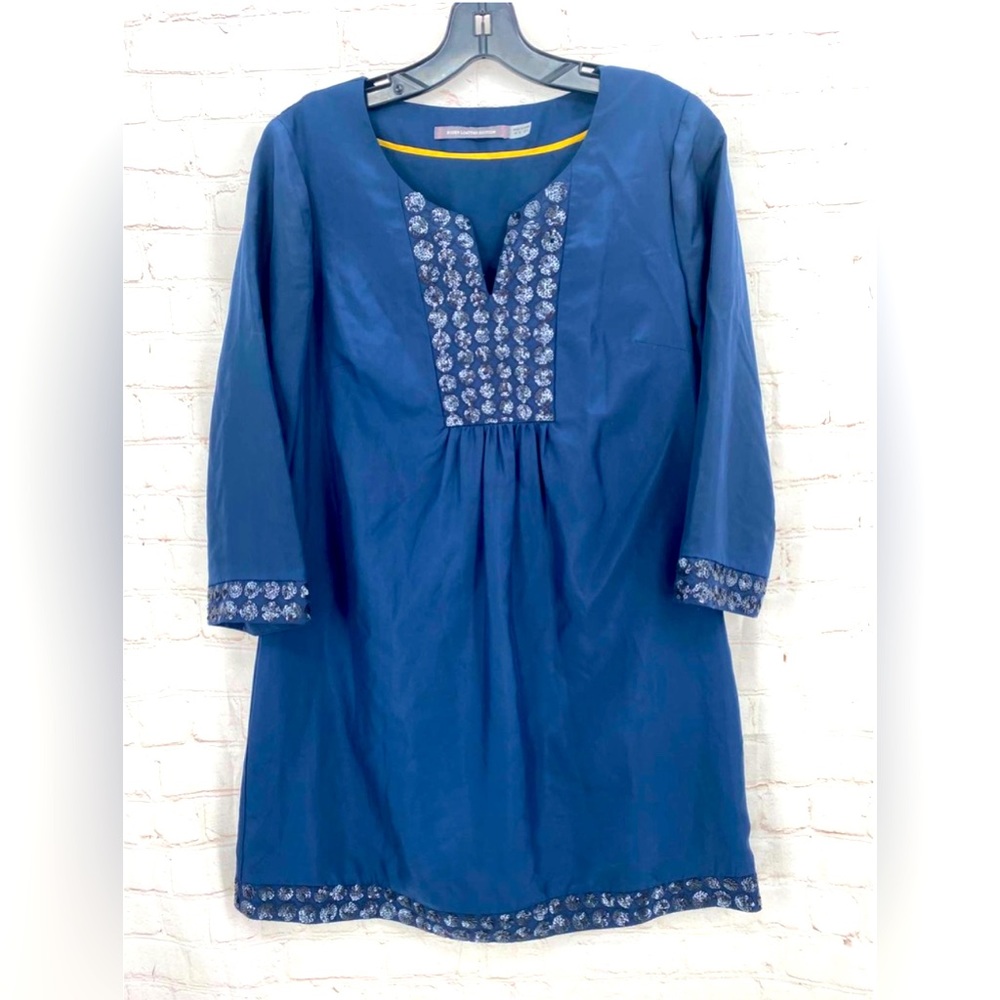 Boden Limited Edited Embellished Blue Silk Tunic Dress.